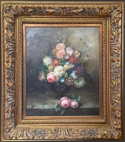 After Frank W Benson Floral Still Life Painting