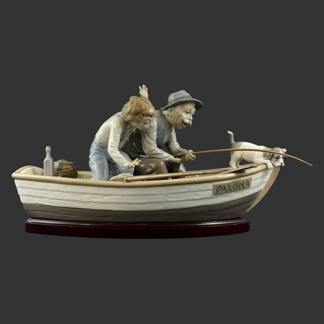 Lladro Spain Fishing With Gramps #5215 Boy And Grandpa In A Boat Porcelain Figurine (1 of 11)