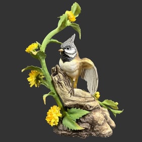 Boehm England Porcelain Crested Tit Bird Figurine