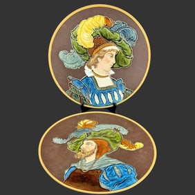 Pair of Villeroy & Bach Mettlach Porcelain Plates