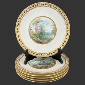 Set Mintons England Hand Painted Porcelain Plates
