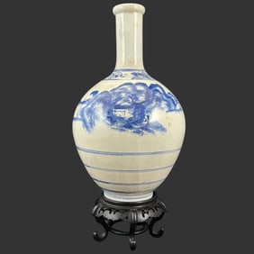 Korean Joseon Dynasty Blue & White Porcelain Vase