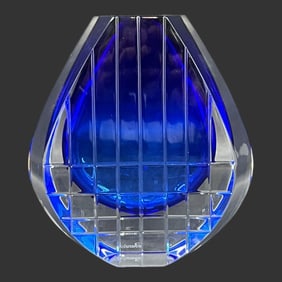 Baccarat France Cobalt Blue Glass Neptune Vase