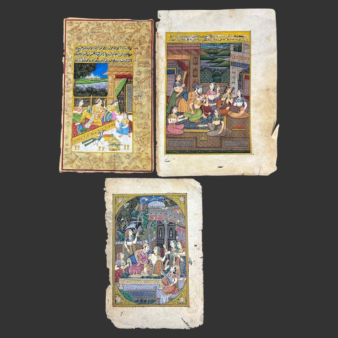 Lot of 3 Mughal Empire Miniature Paintings (1 of 9)