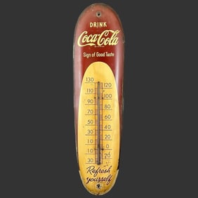 Coca-Cola Coke Advertising Metal Thermometer