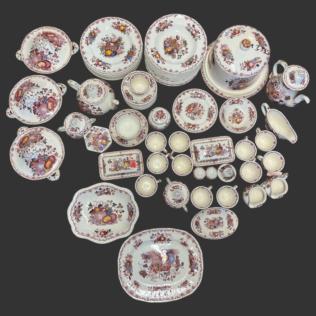 86 Piece Franciscan 'Fruit Basket' Porcelain Set: 86 Piece Franciscan 'Fruit Basket' Porcelain Set. Made in England. English Ironstone.
