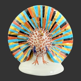 Herend Hungary Fishnet Peacock Porcelain Figurine