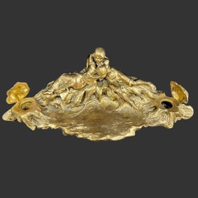 Antonin Larroux "The Kiss" Figural Bronze Inkwell