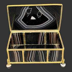 Antique German Banded Agate Box