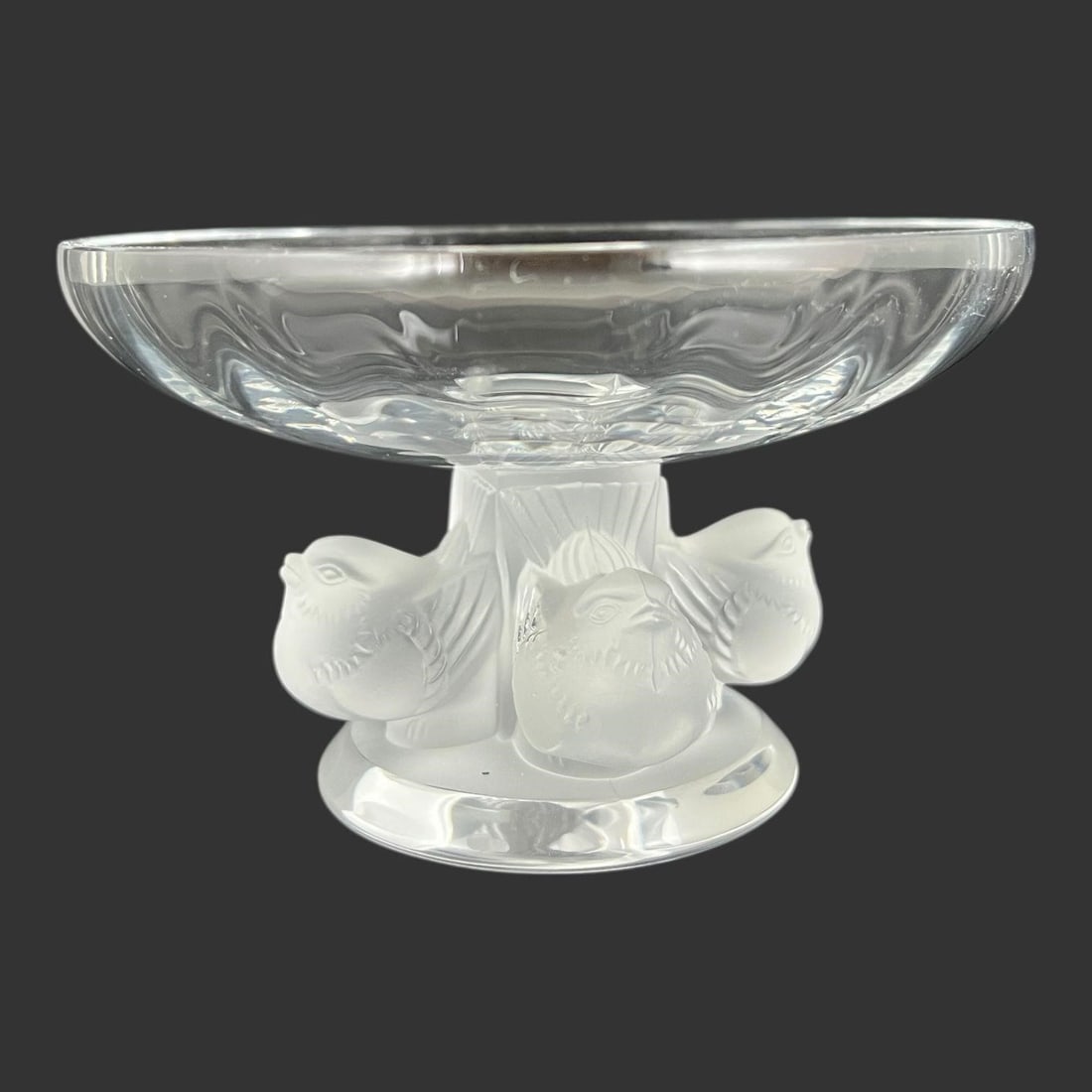 Lalique France Crystal 'Nogent' Pedestal Bowl: Lalique France Crystal 'Nogent' Pedestal Bowl. This piece is signed and has the original 'Made in France' label. Designed by Marc Lalique in 1966, this classic piece features a clear crystal bowl supp