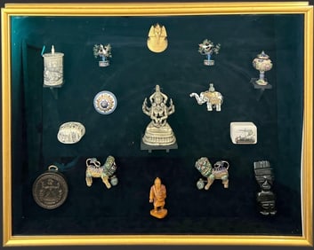 Framed Asian Oriental Cultural Artifact Collection