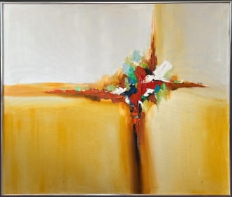 Artist Signed Abstract Painting on Canvas