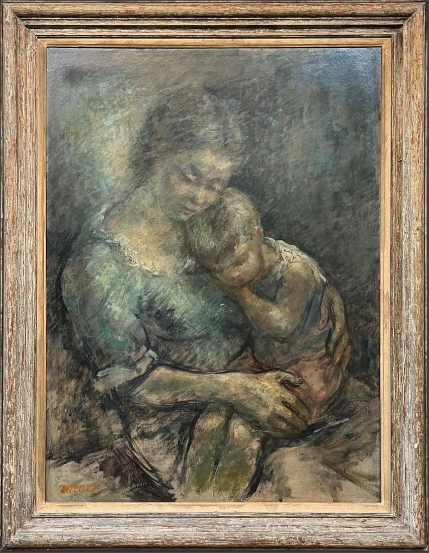 Brock (Unknown) Oil Painting Mother & Child (1 of 7)