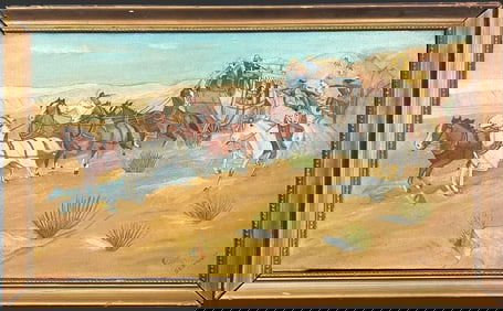 After 'Attack on the Overland Stage' Oil Painting