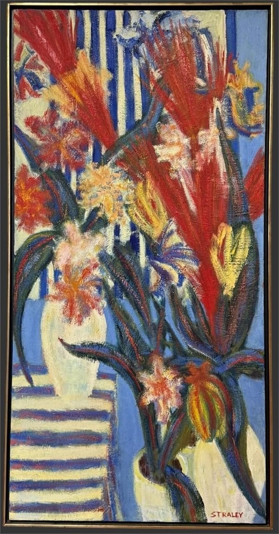 Fauvist Still Life Flower Painting On Canvas: Fauvist Still Life Flower Painting On Canvas. The painting exudes a joyful and unconstrained energy, which incorporates "vibrant folk art" and "colorful flowers". It is a celebration of color and form
