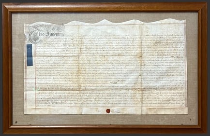 Early 18th C. Indenture Nathaniel Bacon Document