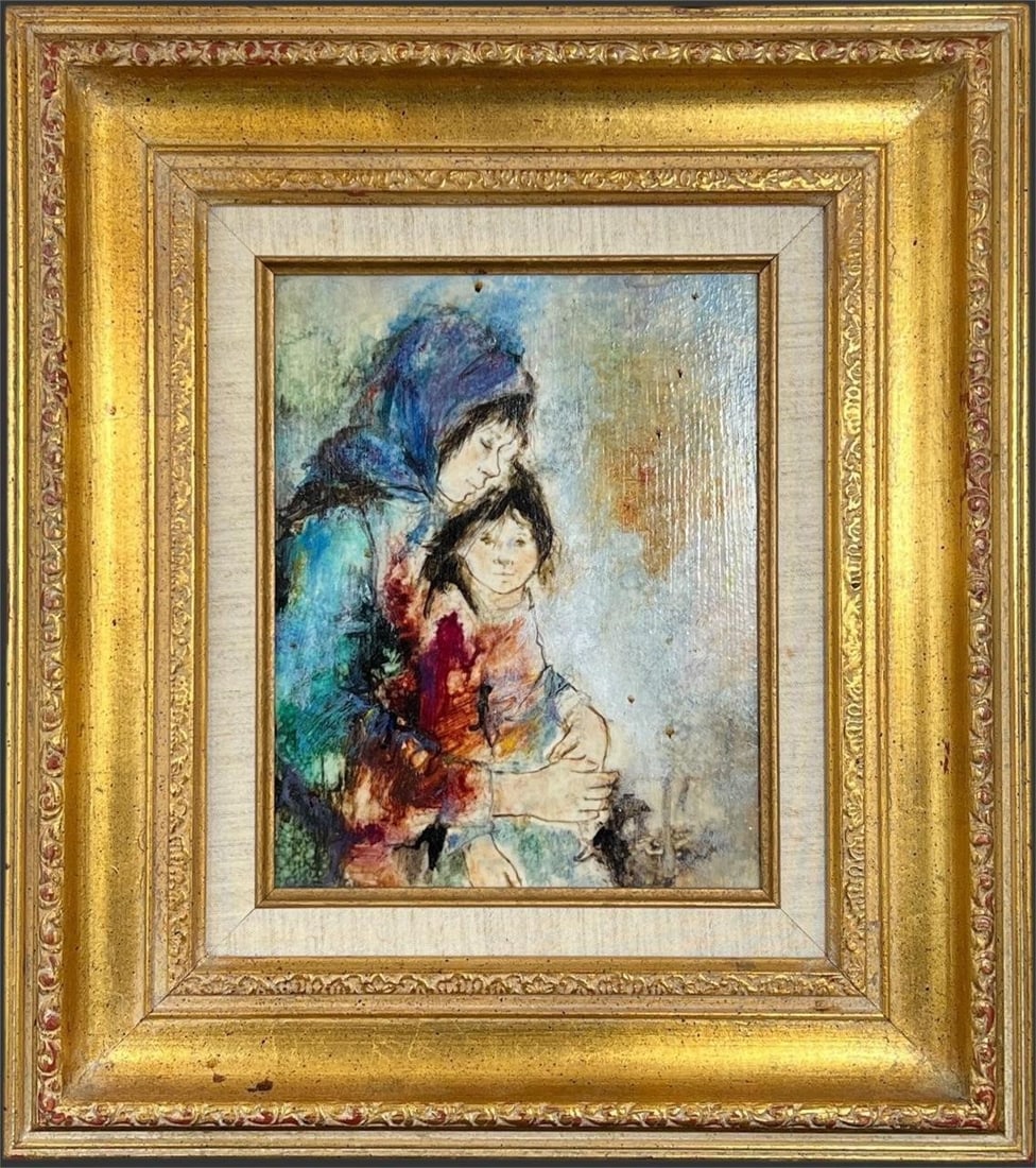 Jean Jansem (1920-2013) Oil Painting On Board: Jean Jansem (1920-2013) Painting On Board. Jansem is well-known for his figure and genre paintings, often featuring European subjects and themes of human emotion and connection, with "Mother and Child