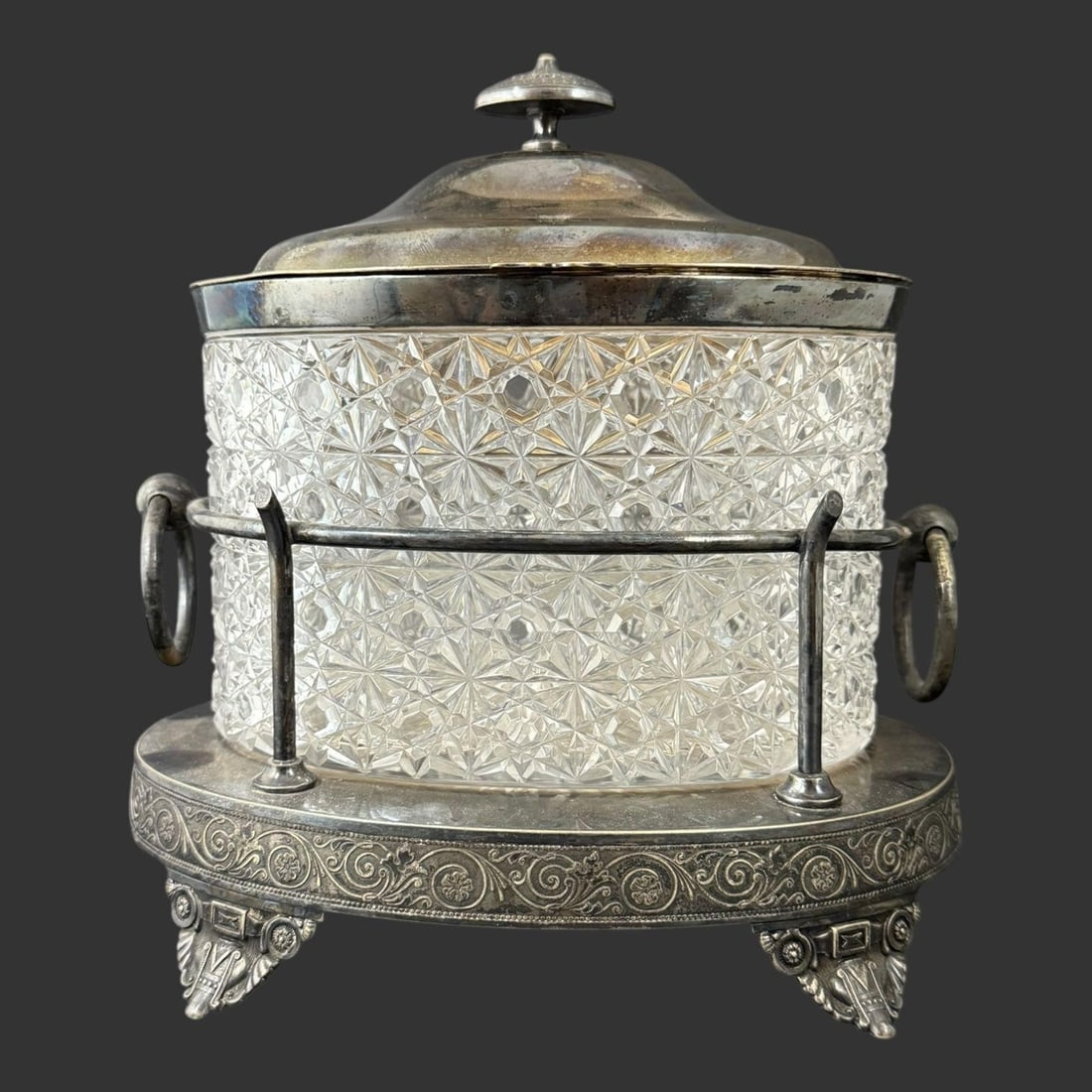 Crystal Biscuit Jar w/ Silver Plated Trim (1 of 9)
