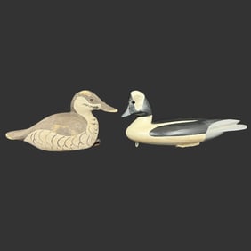 Pair of Hand Carved Wooden Duck Decoys