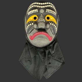 Chinese Carved Wood Ceremonial Mask Chief Elder
