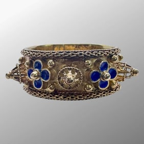 14K Yellow Gold Lapis Lazuli Ring Band