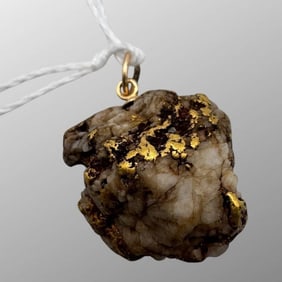 Natural Gold Bearing Quartz Pendant