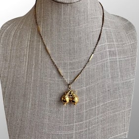 18K Gold Chain with Pomegranate Fruit Pendant
