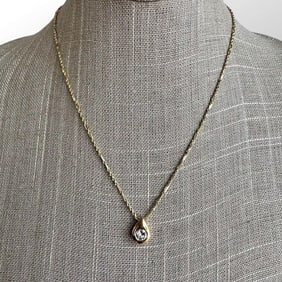 14K Gold Diamond Solitaire Pendant Necklace