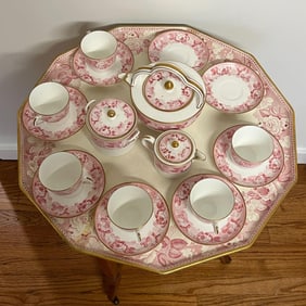 Wedgwood Pink Floral Porcelain Teaset w/ Table