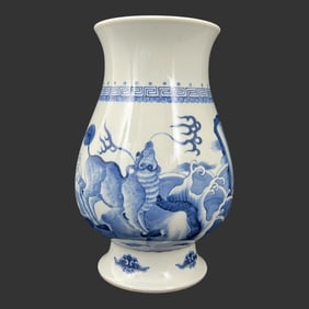 Chinese Blue and White Kangxi-style Baluster Vase