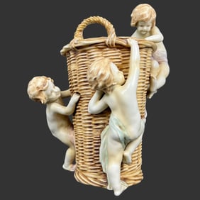Amphora Austria Porcelain Figural Basket Vase