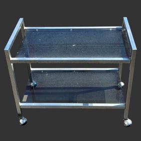 Gusdorf MCM Steel & Glass Serving Bar Trolley