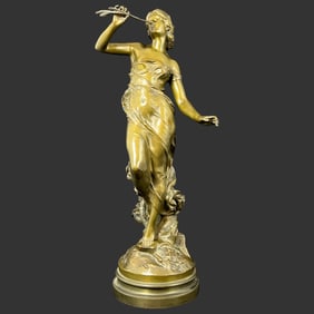 Julien Causse French Large Bronze Sculpture Of A Woman