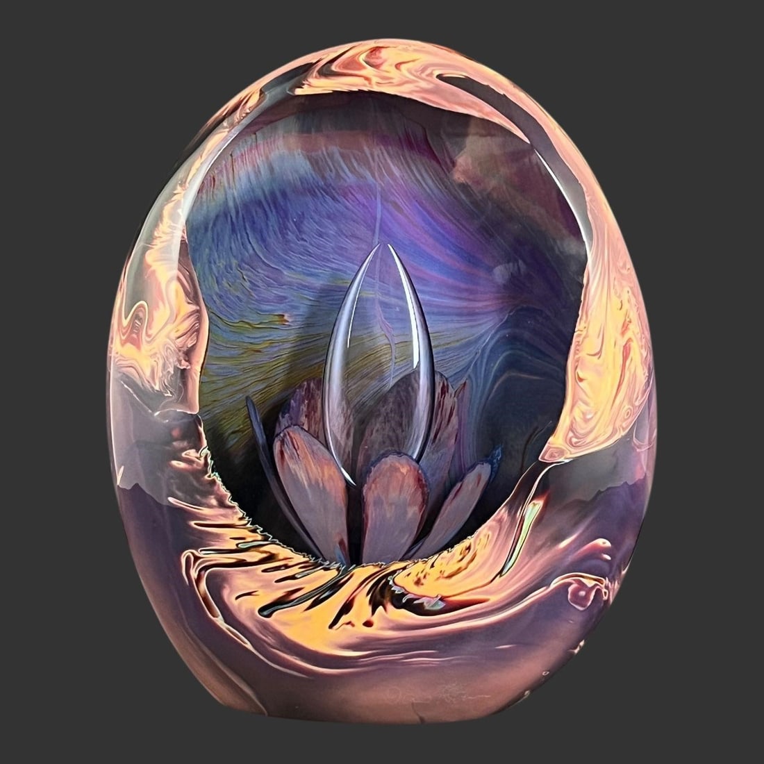 Dino Rosin (20th C.) Murano Art Glass Sculpture: Artist signed on the base. Dino Rosin was an Italian glass artist known for his sculptures made from Murano glass, a type of glass from the island of Murano in Venice, Italy. The artist was celebrated