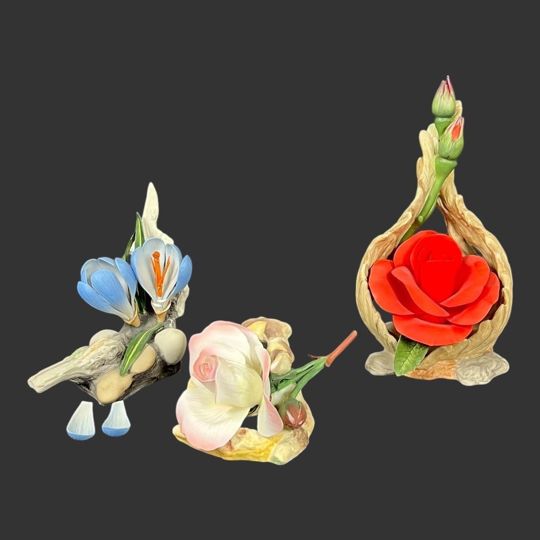 Lot of 3 Boehm Porcelain Flower Floral Figurines (1 of 12)