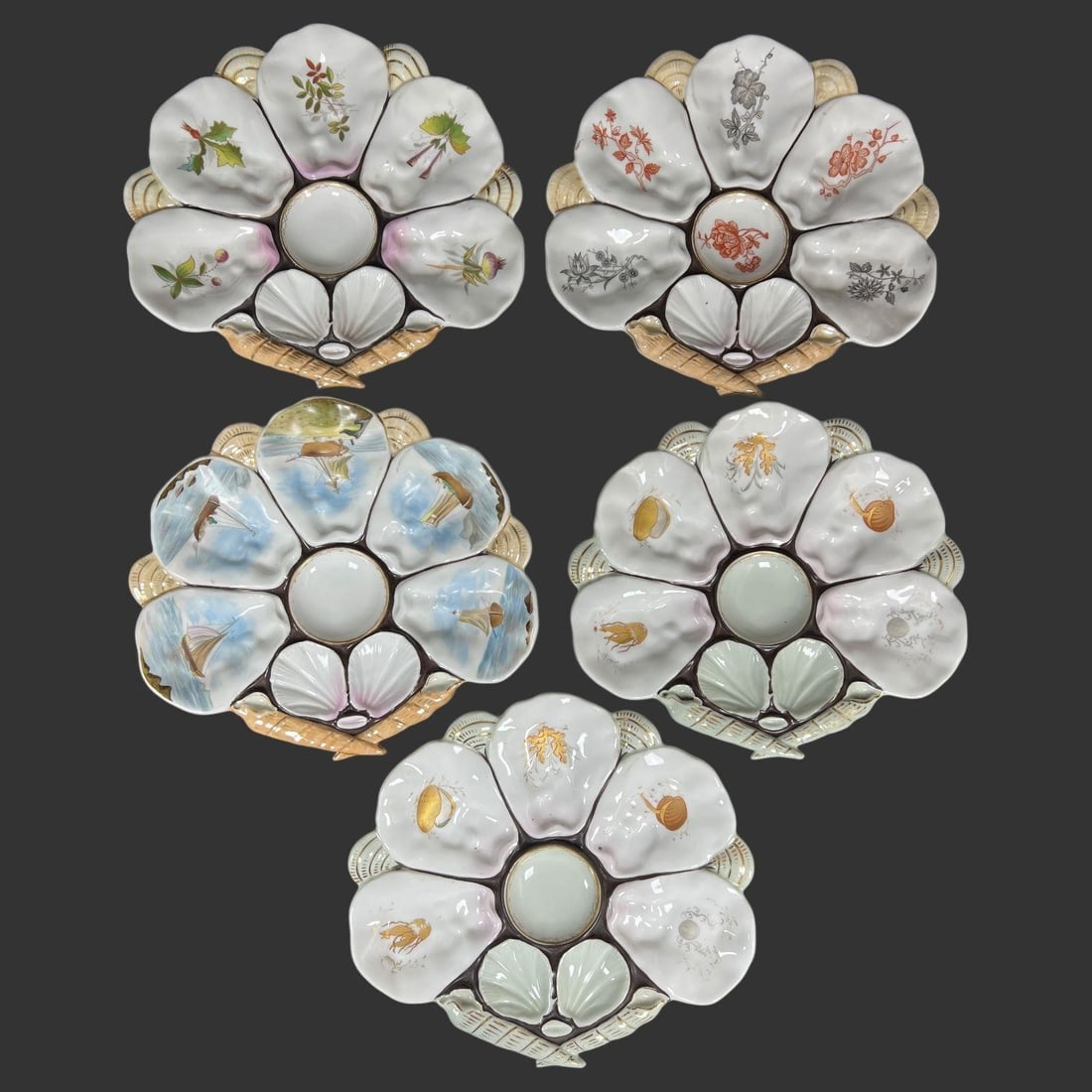 Lot of 5 Wilhelm & Graf Porcelain Oyster Plates (1 of 7)