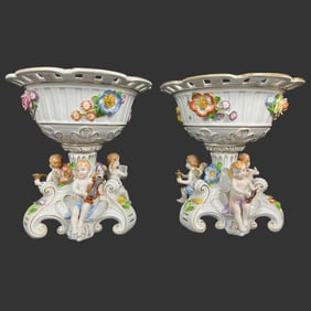 Von Schierholz Dresden Porcelain Cherub Compotes
