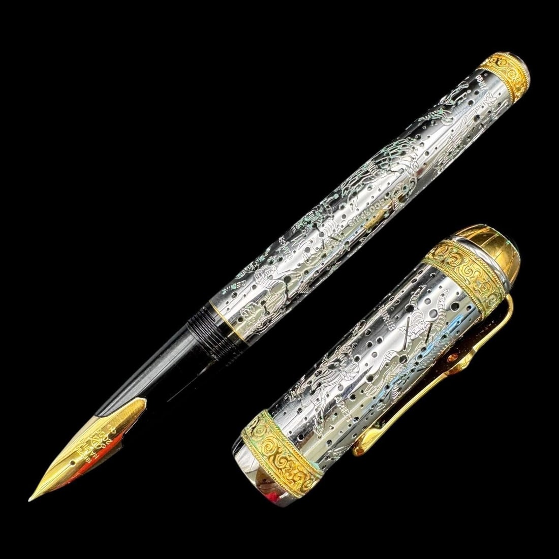 Namiki A.D. 2000 Jubilee Zodiac 18K Fountain Pen: This limited-edition fountain pen was produced in cooperation with the Vatican to commemorate the new millennium. The pen features a cap shaped to evoke the dome of St. Peter's Basilica and is decorat