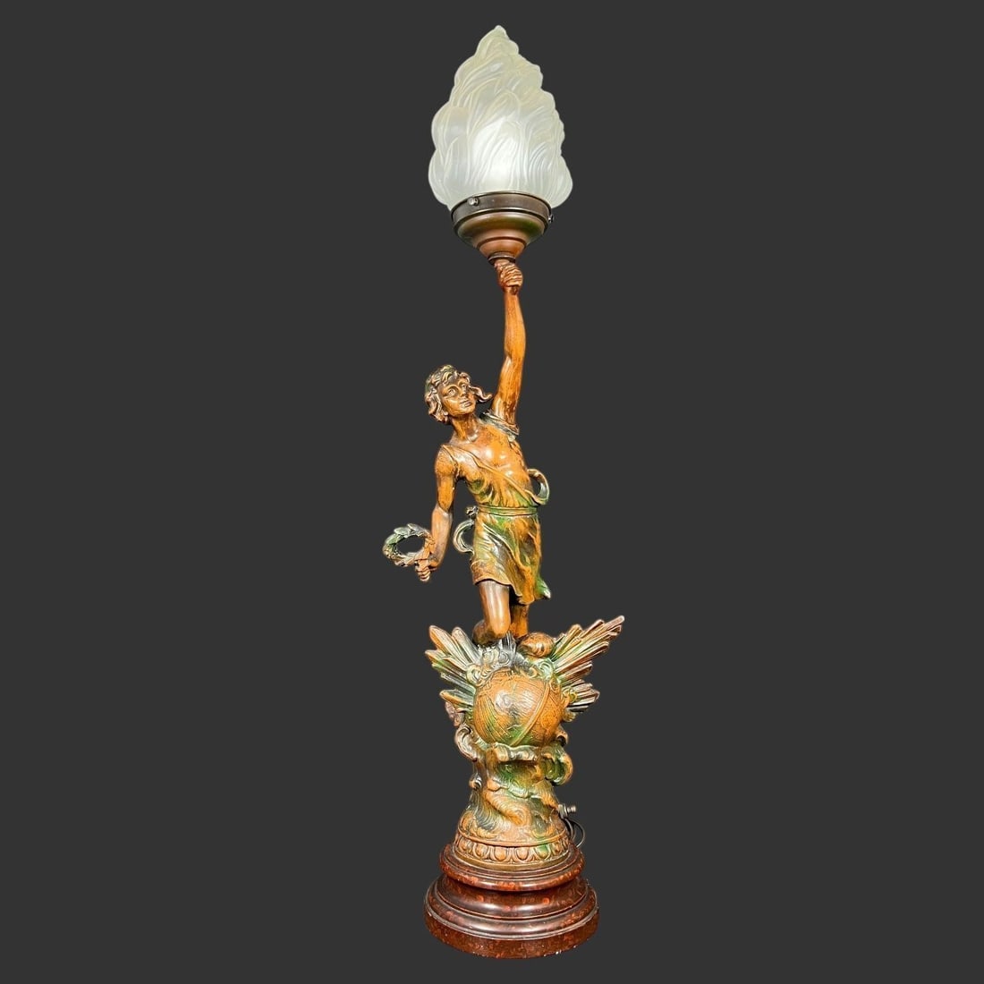 Newel Figural Spelter Metal Lamp of Mercury (1 of 9)