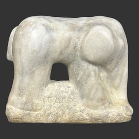 Eugene Gauss (1905-1988) Marble Elephant Sculpture