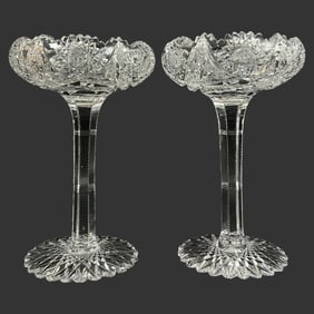 American Brilliant Period (ABP) Cut Glass Compotes