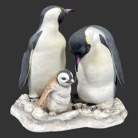 Boehm Emperor Penguins w/ Young Porcelain Figurine