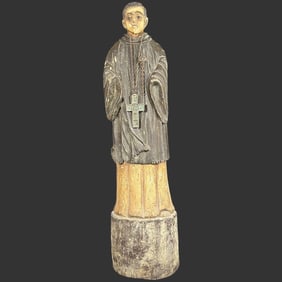 19th. C. Continental Carved Wood Polychrome Santos