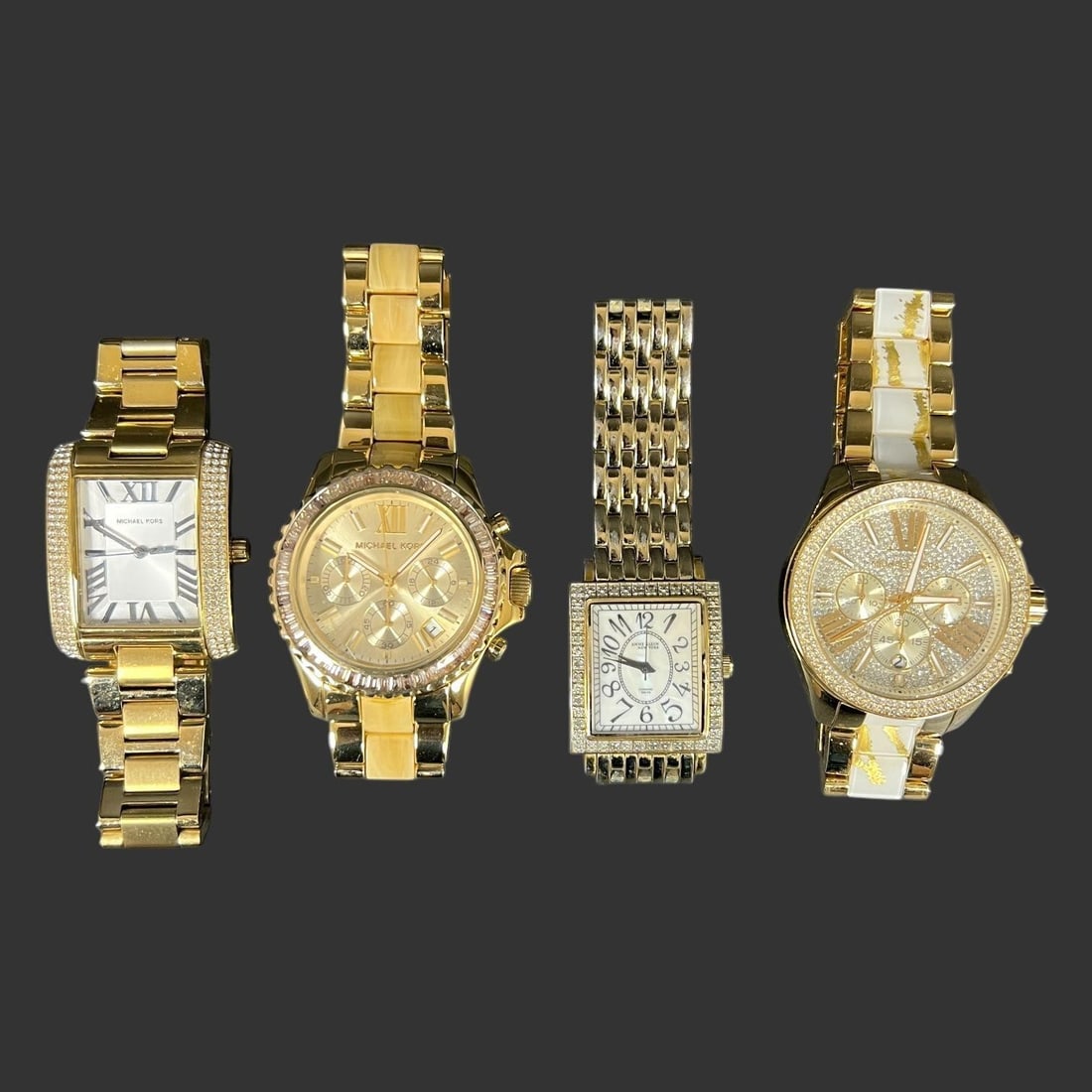 Lot of Michael Kors (3) & Anne Klein (1) Watches: Approx. diameter: 41mm (Michael Kors #MK5874). It is the Buyer's responsibility to inspect each lot and deem their own opinions on condition, description, provenance, and validity BEFORE purchasing. P