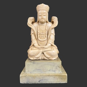 Early 20th C. Stoneware Buddha Unglazed Figurine