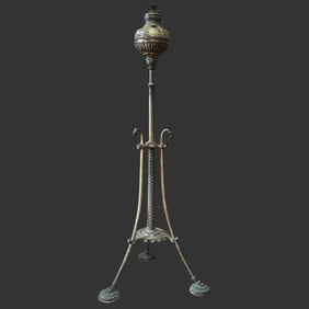Antique Byesville Tall Oil Lamp on Tripod Base