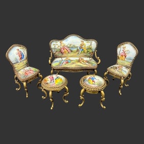 Viennese Enamel Miniature Furniture Set