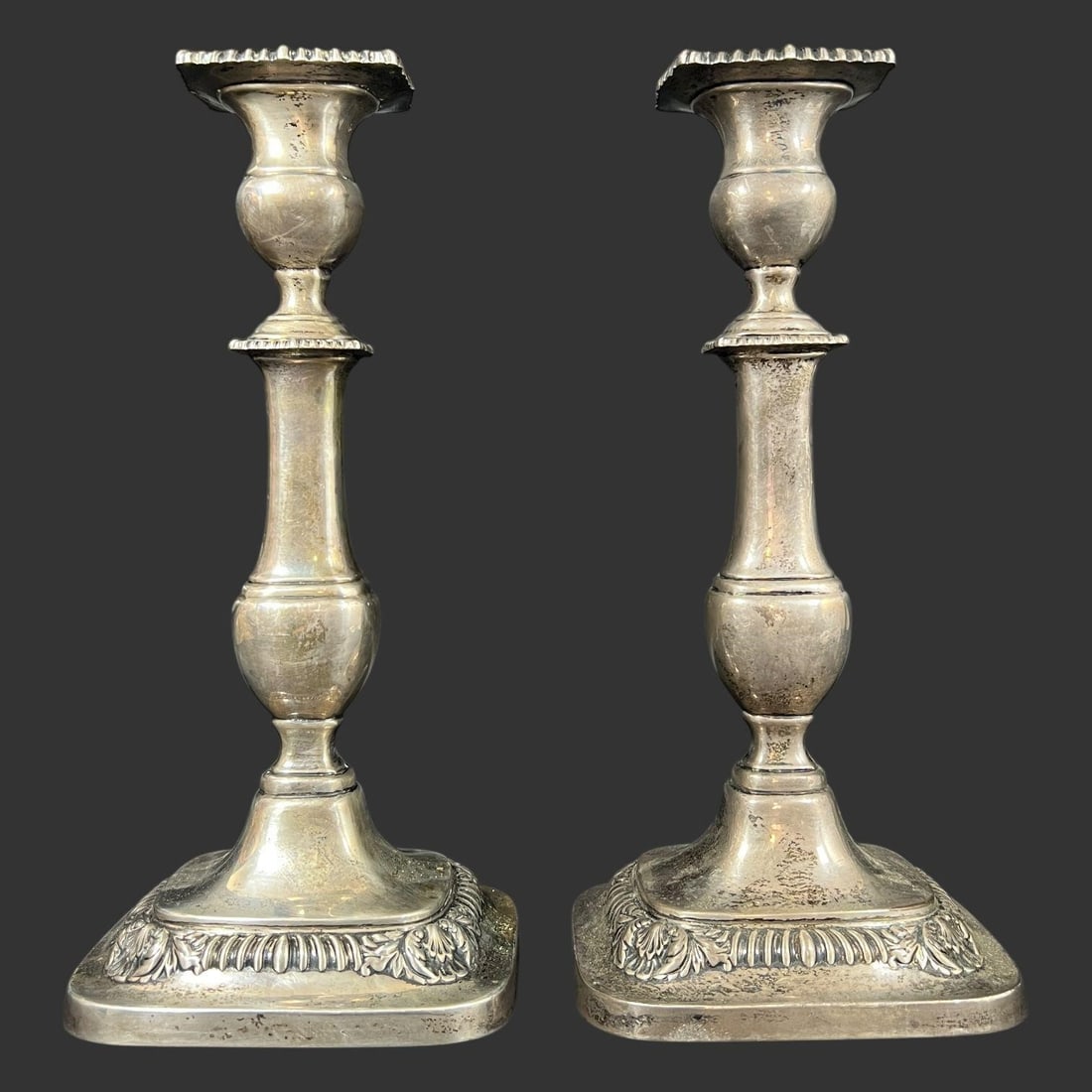 'Lord Robert' International Silver Candle Holders: Lord Robert pattern by International Silver. They are a pair of sterling silver candlesticks, style number #WN59, and are weighted. 'Lord Robert. International Sterling. WN59. Cement Filled. 10 7/8 IN