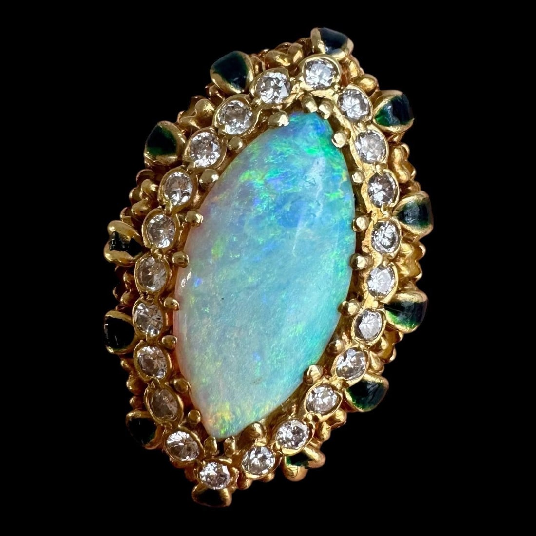 La Triomphe Signed 18K Gold Opal and Diamond Ring (1 of 11)