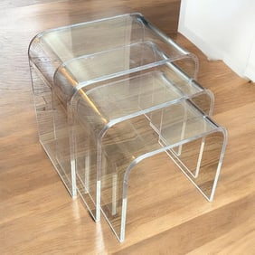 MCM Lucite Waterfall Nesting Tables, Set of Three
